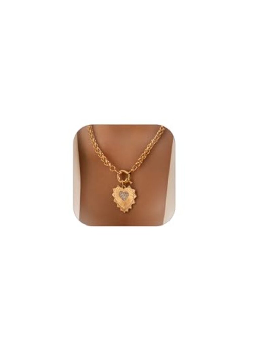 Gold Heart Necklace Dainty Toggle Heart Drop Pendant O-Link Chain Statement
